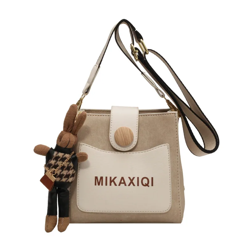 Wholesale 2024 new high-end texture cute temperament denim style small volume large capacity diagonal cross bucket bag womens ba 8