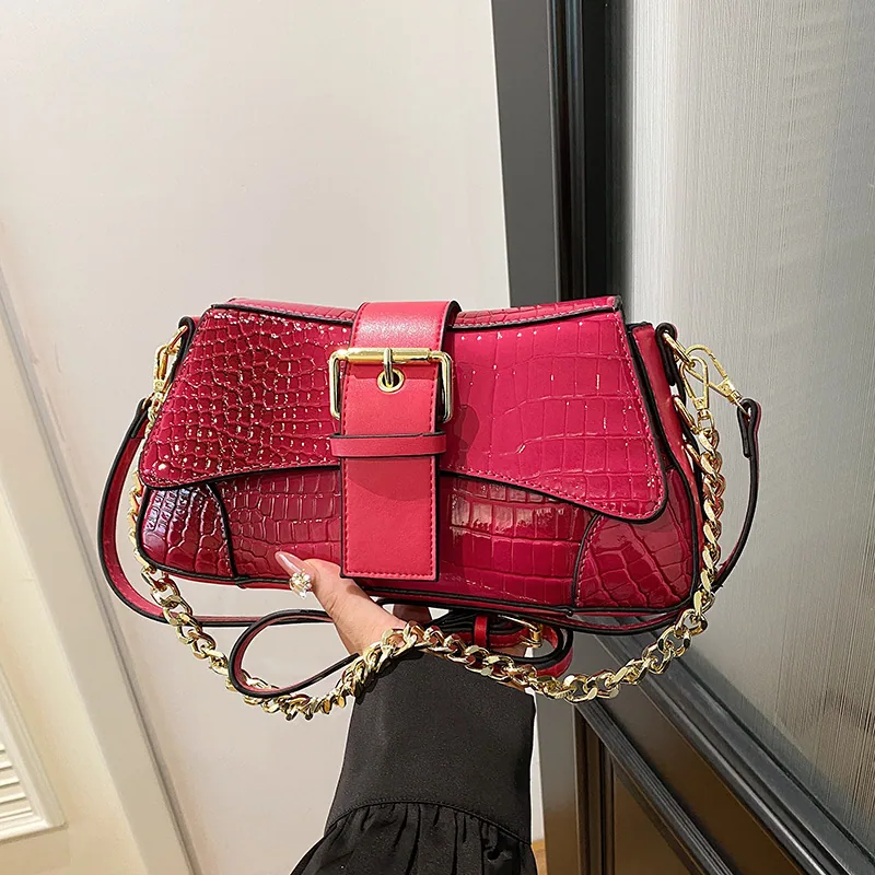 Womens bag design, crocodile chain commuting armpit bag, popular 2024 new foreign texture fashion crossbody bag 6