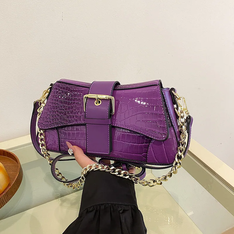 Womens bag design, crocodile chain commuting armpit bag, popular 2024 new foreign texture fashion crossbody bag 4