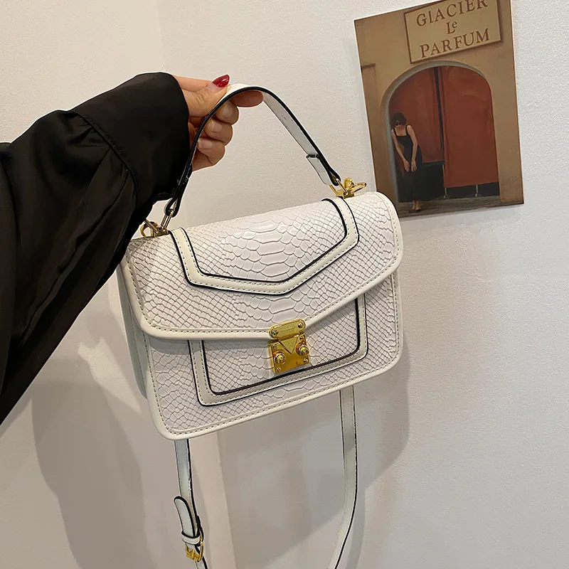 2024 autumn fashion new textured crocodile pattern with compartment luxury practical small square bag handbag crossbody bag 2