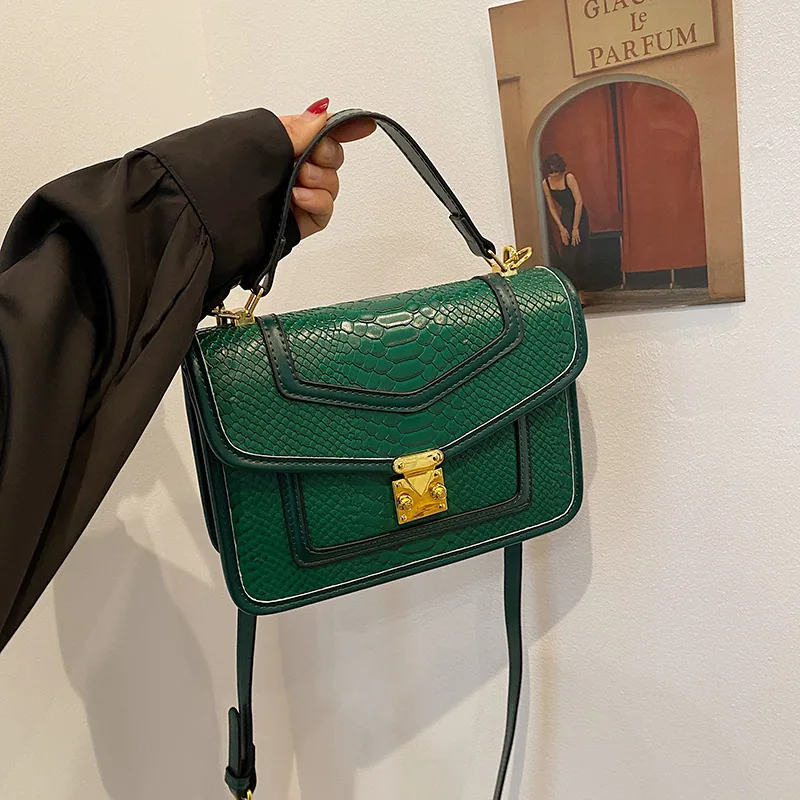 2024 autumn fashion new textured crocodile pattern with compartment luxury practical small square bag handbag crossbody bag 5
