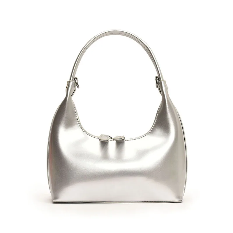 2024 Autumn New Fashion Laminated Shiny Tote Bag Cross Versatile Simple One Shoulder Cross Arm Commuter Womens Bag 3