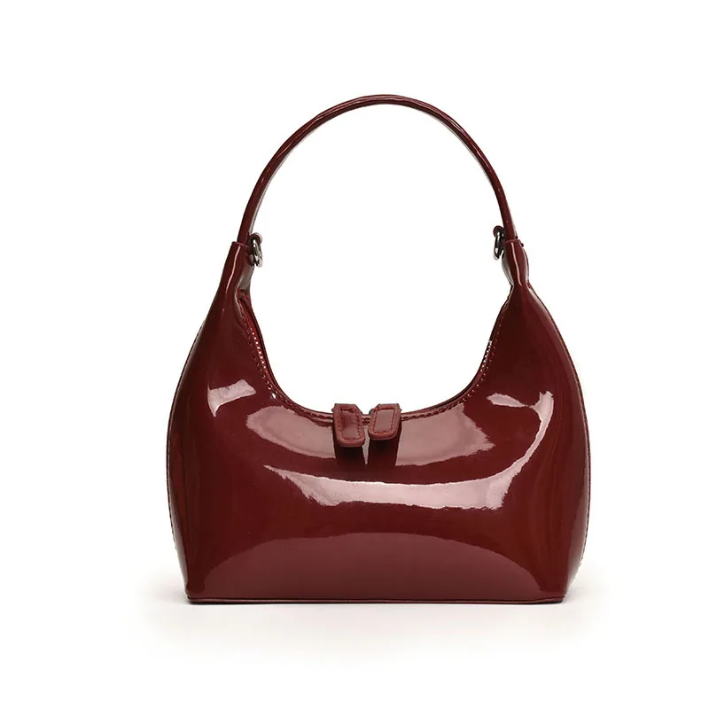 2024 Autumn New Fashion Laminated Shiny Tote Bag Cross Versatile Simple One Shoulder Cross Arm Commuter Womens Bag 5