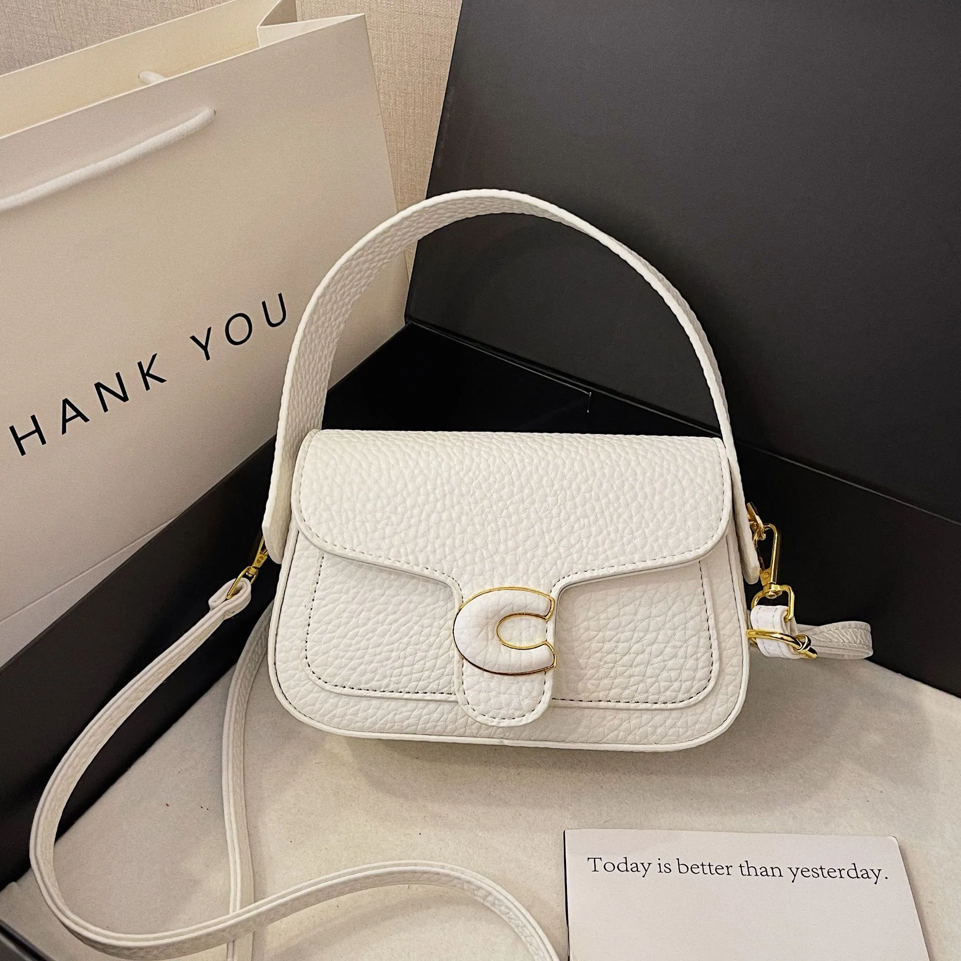 Womens bag 2024 cross-border new simple casual niche fashion handbag bag womens high-end crossbody bag armpit bag 12