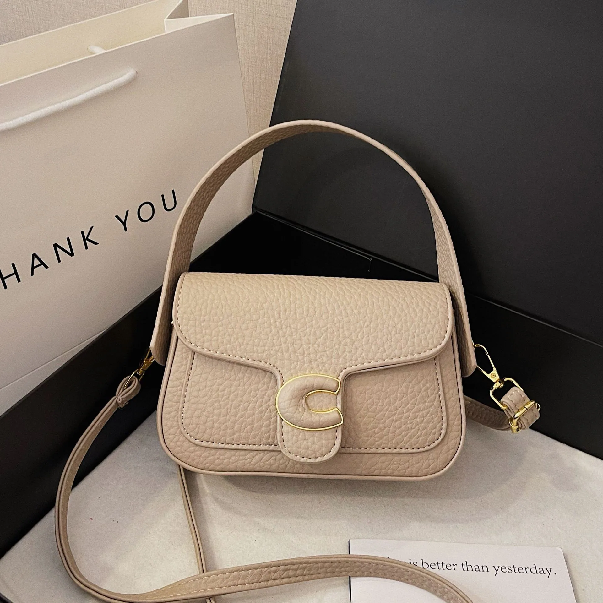 Womens bag 2024 cross-border new simple casual niche fashion handbag bag womens high-end crossbody bag armpit bag 13