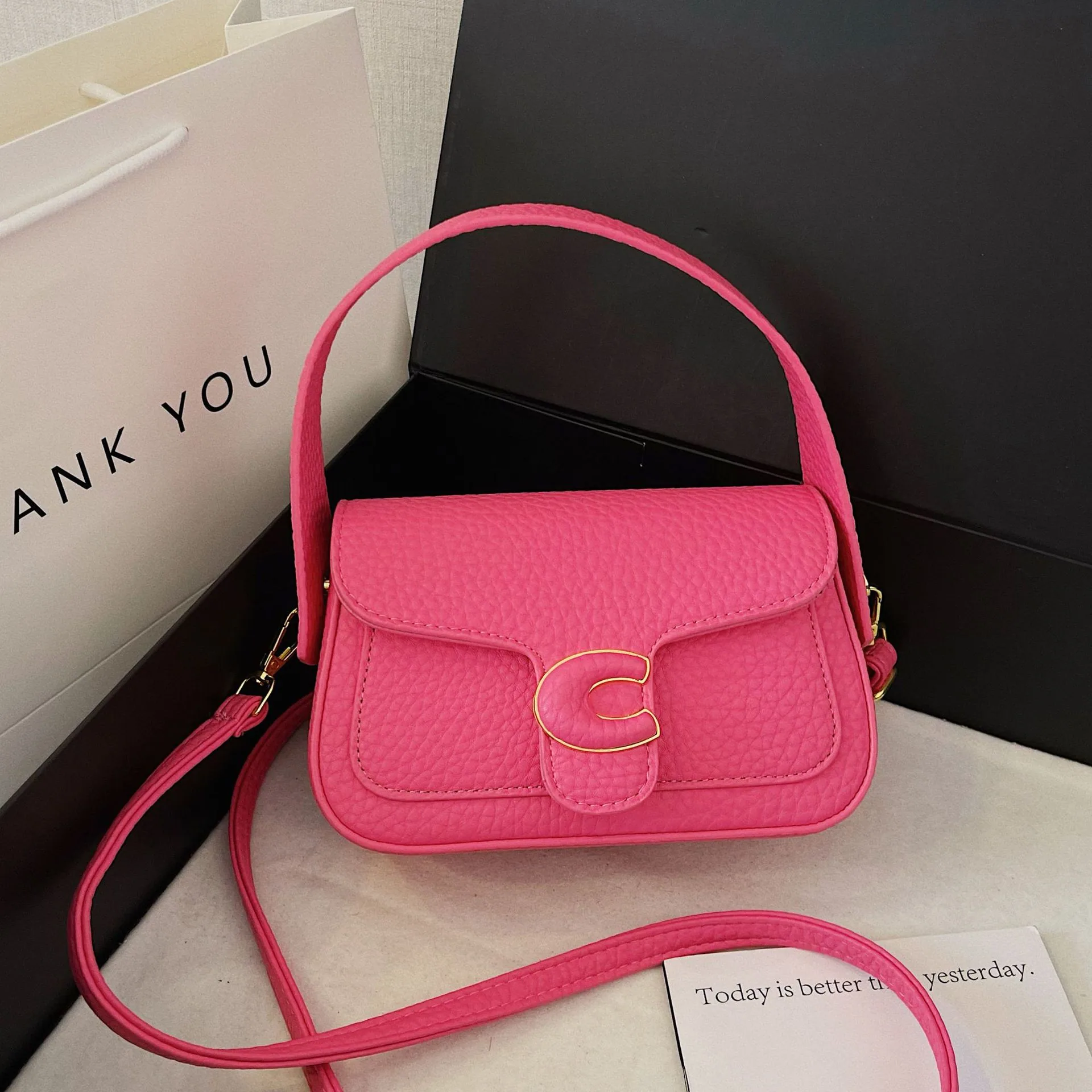 Womens bag 2024 cross-border new simple casual niche fashion handbag bag womens high-end crossbody bag armpit bag 15