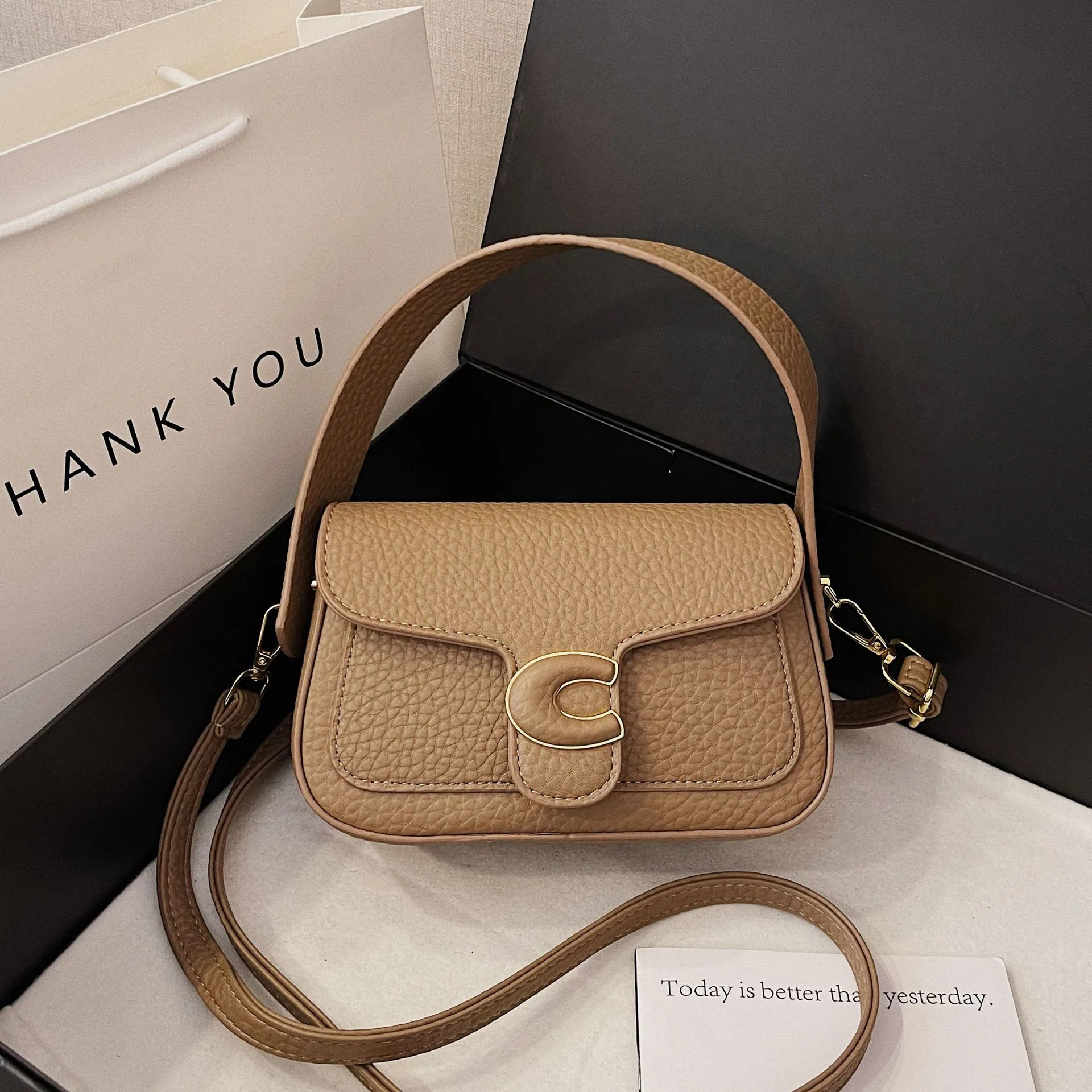 Womens bag 2024 cross-border new simple casual niche fashion handbag bag womens high-end crossbody bag armpit bag 14
