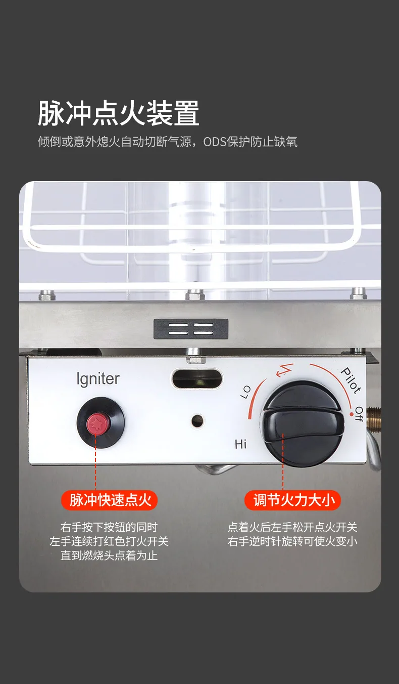 Gas heater glass tube pyramid shape golden flower gas heating stove landscape heating lamp patiohit 17
