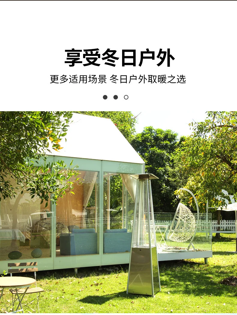Gas heater glass tube pyramid shape golden flower gas heating stove landscape heating lamp patiohit 13
