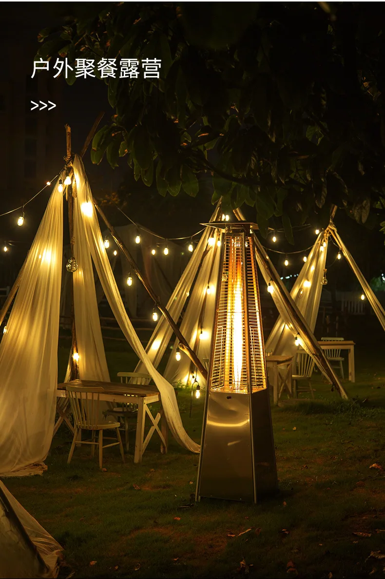 Gas heater glass tube pyramid shape golden flower gas heating stove landscape heating lamp patiohit 10