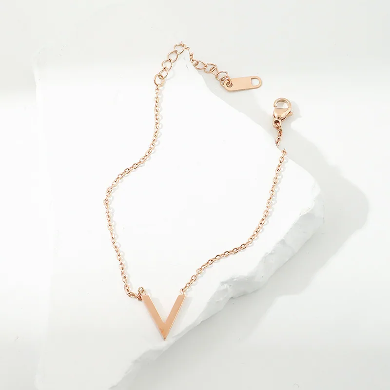 Cross border European and American letter V jewelry set, light luxury, simple fashion, versatile, high-end, exquisite earring br 2