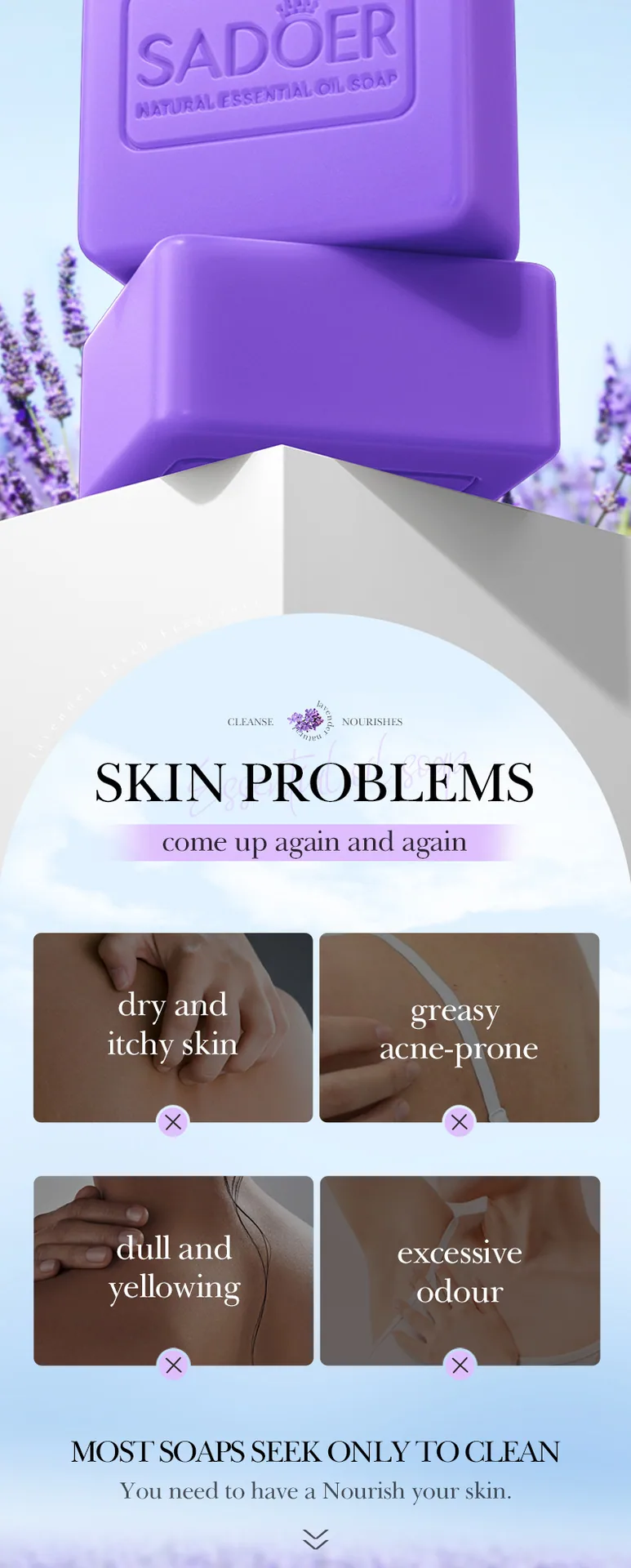 SADOER Lavender minyak pati busa sabun tangan kaya adegan muka bersih, lembut membersihkan badan untuk mandi penggunaan