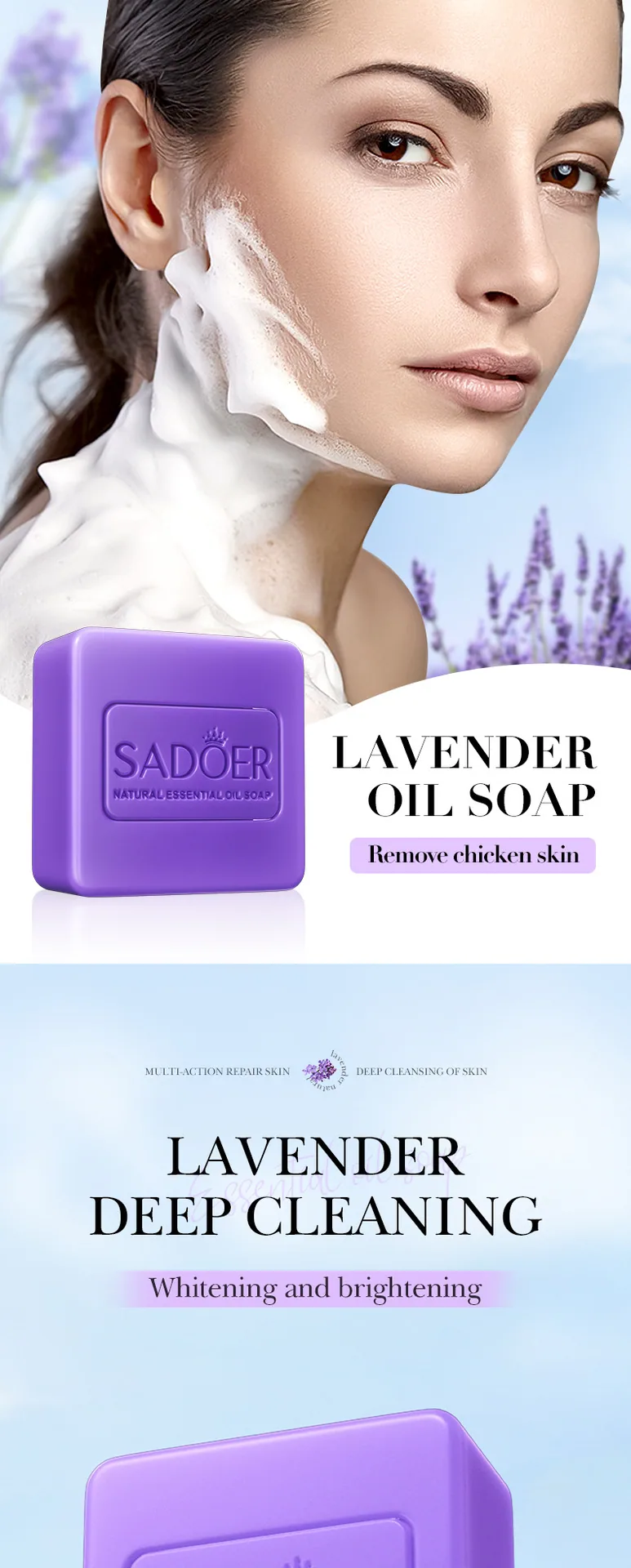 SADOER Lavender minyak pati sabun tangan bahan semulajadi pameran, minyak pati tumbuhan penjagaan kulit mandi sabun borong