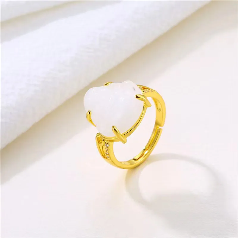China-Chic Jade Faced Buddha Necklace Versatile High grade Middle ancient style Bodhisattva Maitreya Buddha Ring with adjustable 4