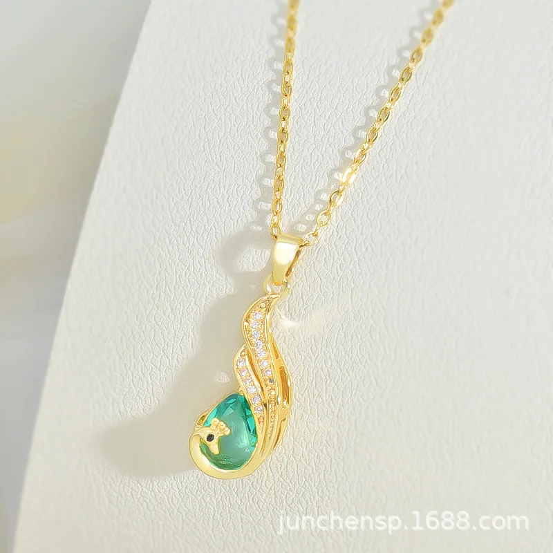 Kalung phoenix retro istana, reka bentuk khusus wanita, keluli titanium serba boleh dan mewah, set anting-anting loket tidak