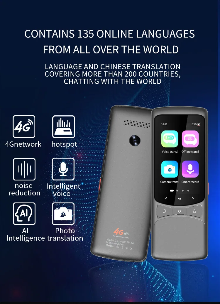 4G Intelligent Voice Translator Viet Nam Translator Cantonese Lao Voice Broadcast Multilingual Offline Translation Pen 15
