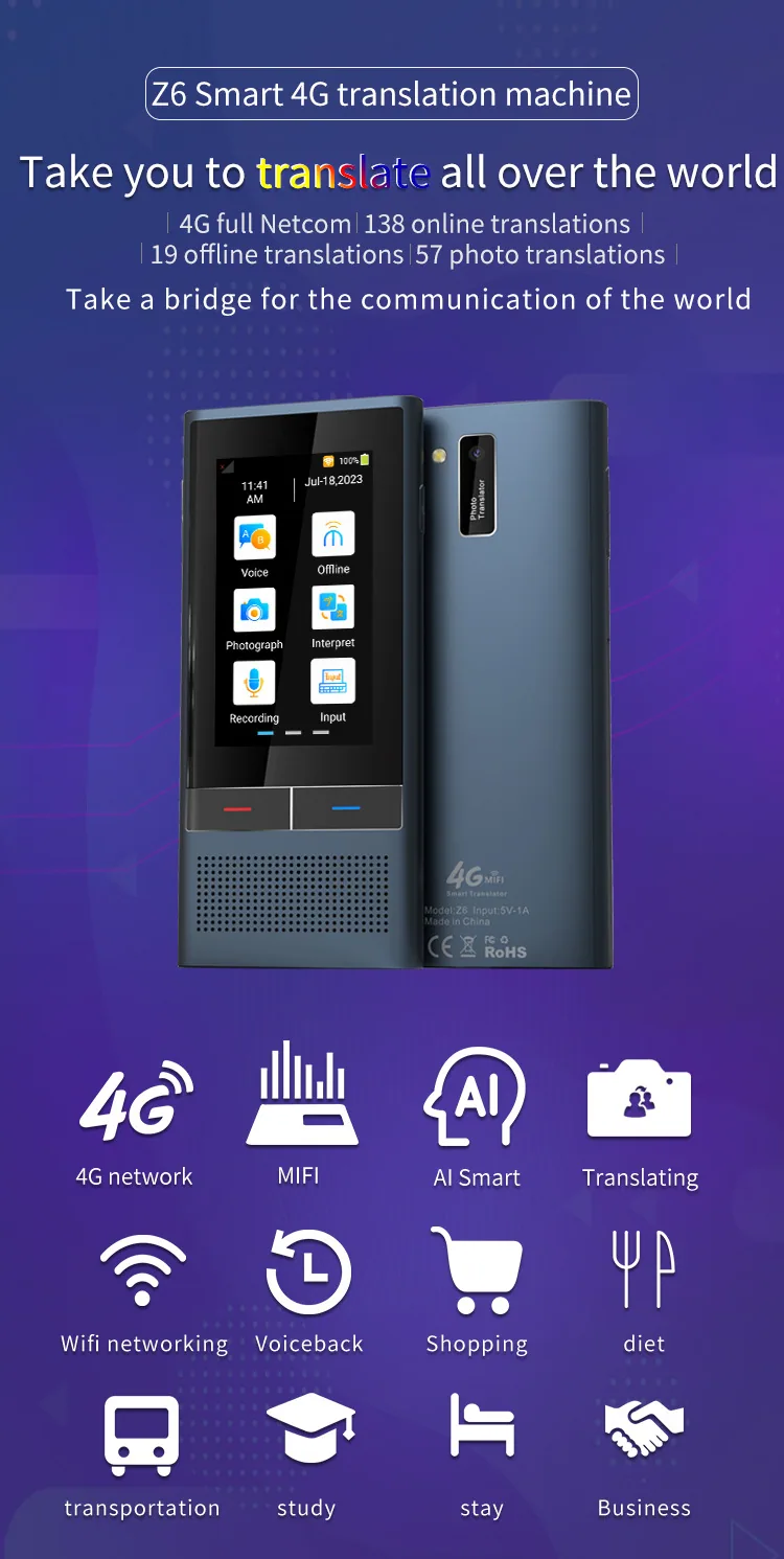 Smart Offline Translator Translator 4G Intelligent Voice Translator Viet Nam Mongolia Simultaneous Translator Factory Price 11