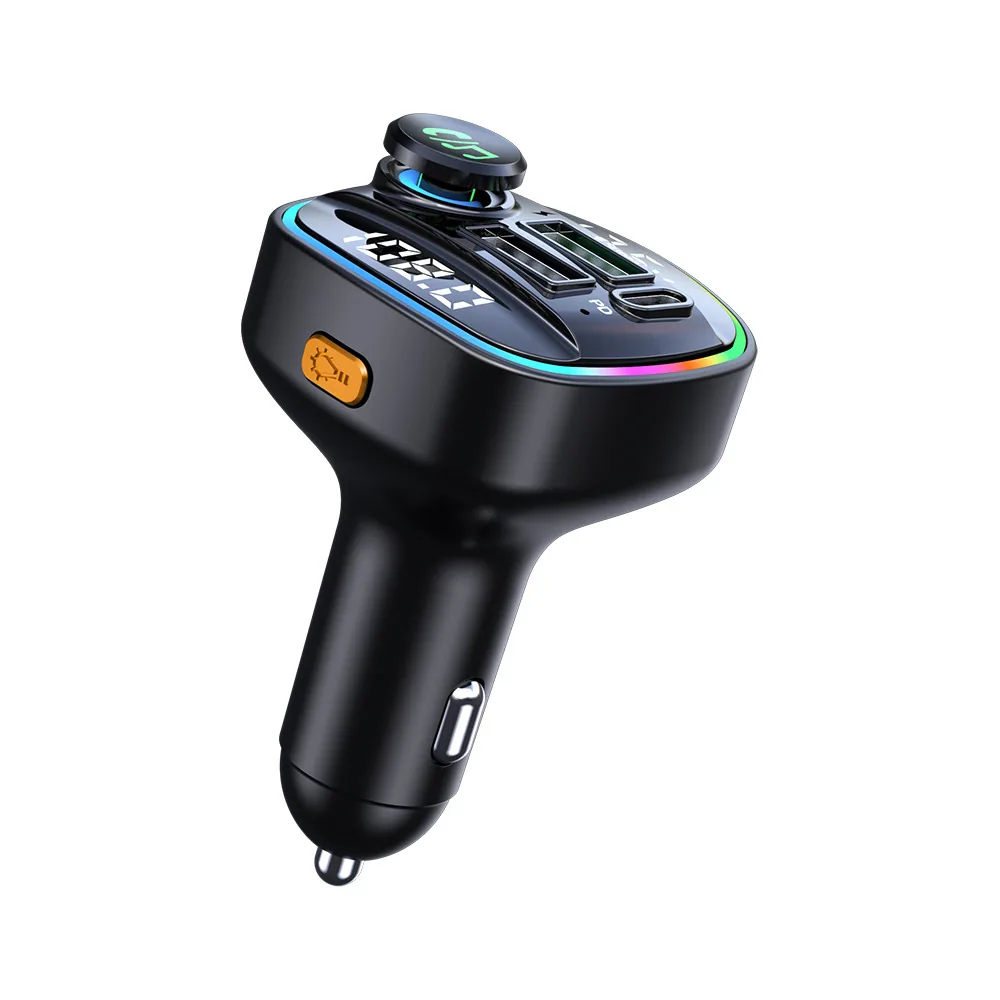 Car FM transmitter dual display voltage detection car mp3 bluetooth player usb fast charging charger pd fast charging