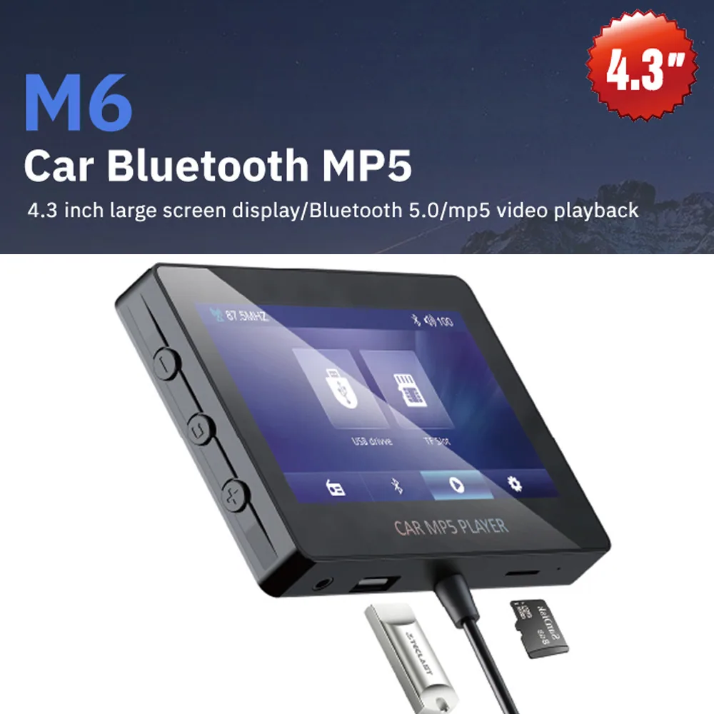 Car Bluetooth MP5 Player, 4.3 inch Large Screen, Car MP5 Dial-up Call, TF Card, USB Playback, Navigation Broadcast 4