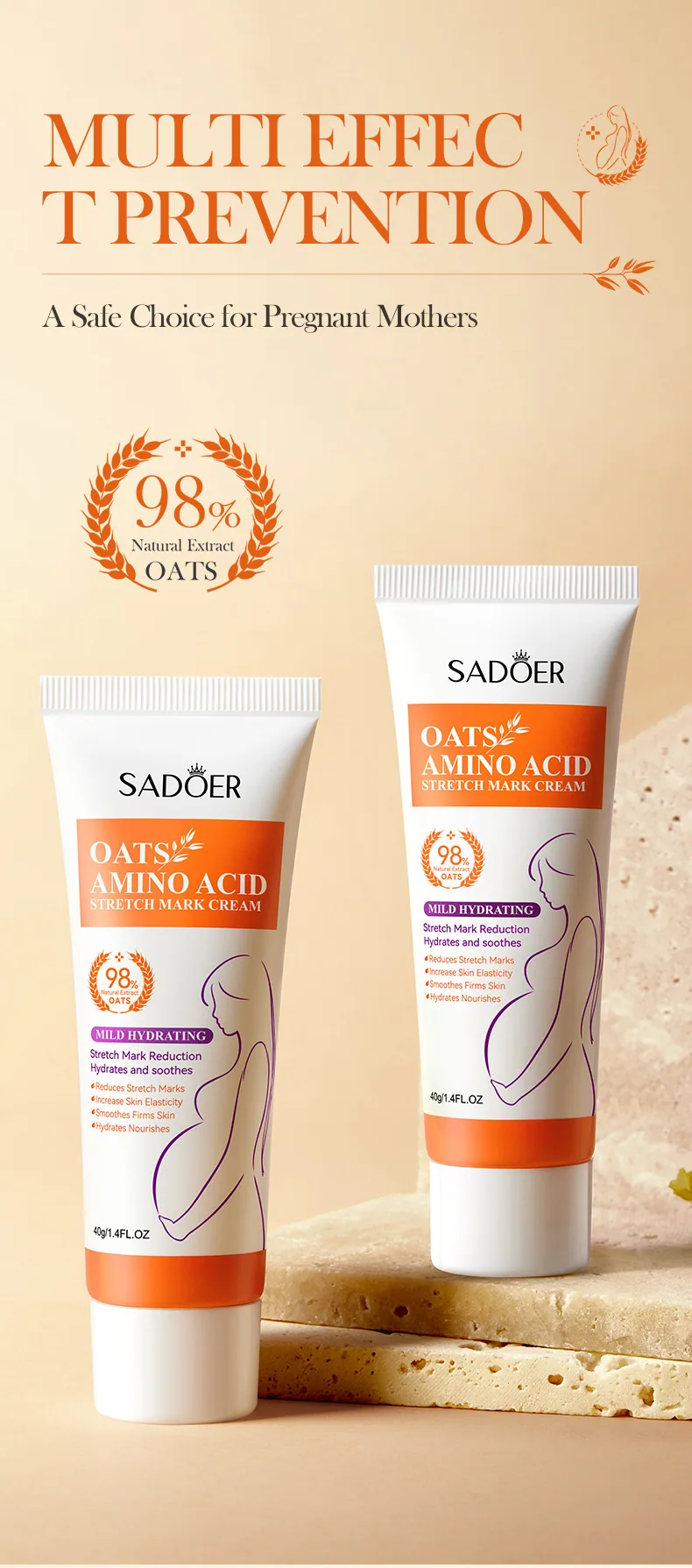 SADOER Oat Body Lotion texture application display, gentle and non-irritating skin-renewing formula, cross-border e-commerce 