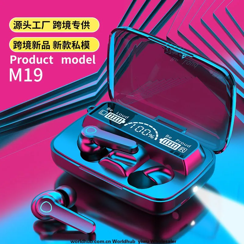 TEMU popular m19 earbuds in-ear sports tws wireless bluetooth headset 5.3 the warehouse source factory