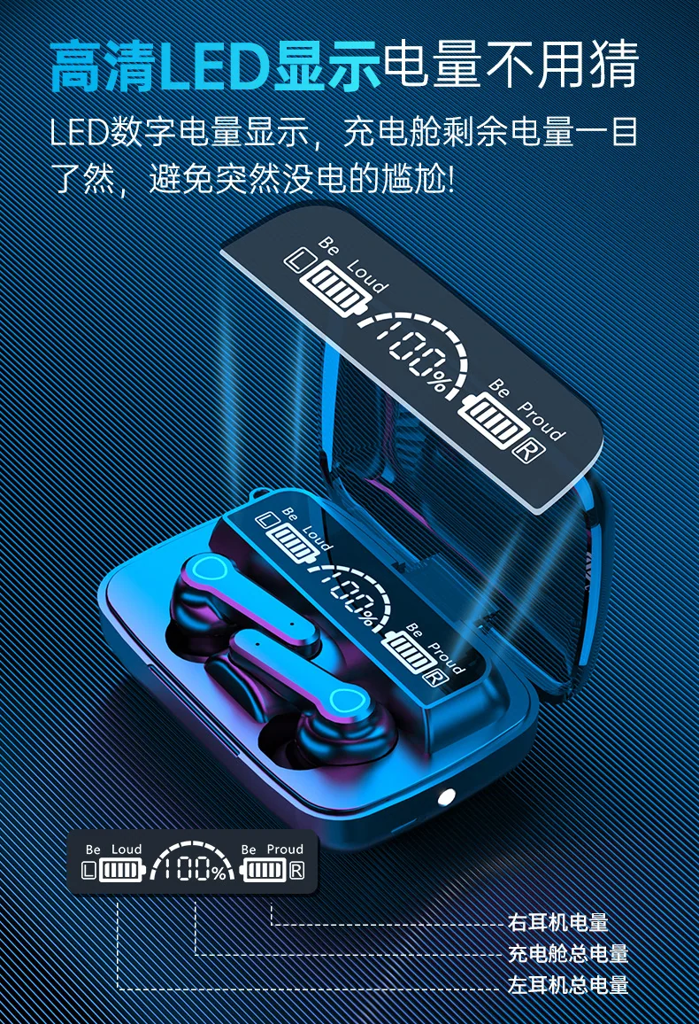 TEMU popular m19 earbuds in-ear sports tws wireless bluetooth headset 5.3 the warehouse source factory 17