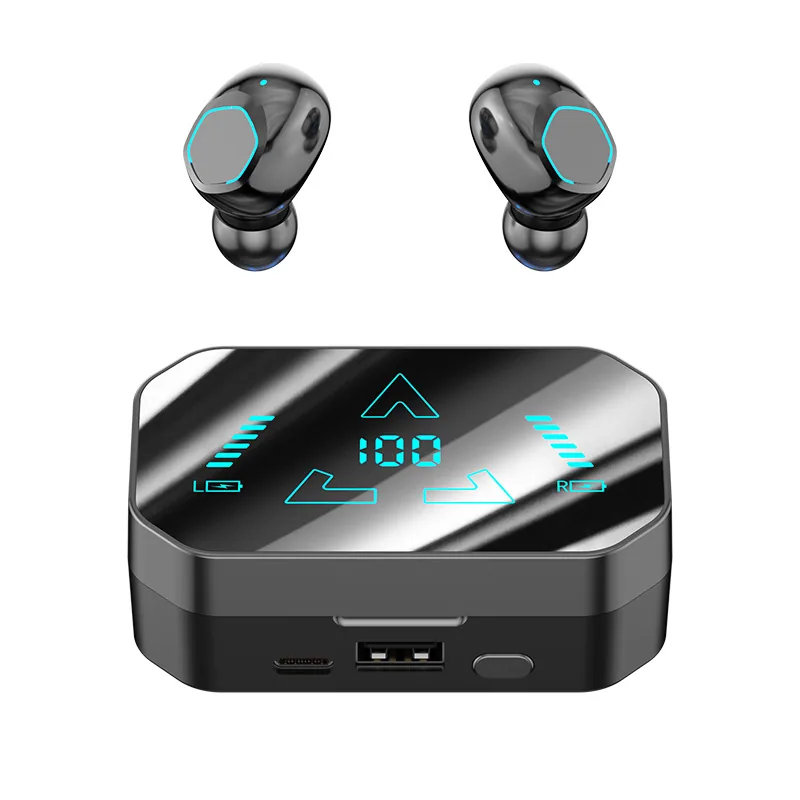 2024 New Black Technology M48 Slide Bluetooth Headset High Power HD Mirror Digital Display M49 Wireless Earphone 3