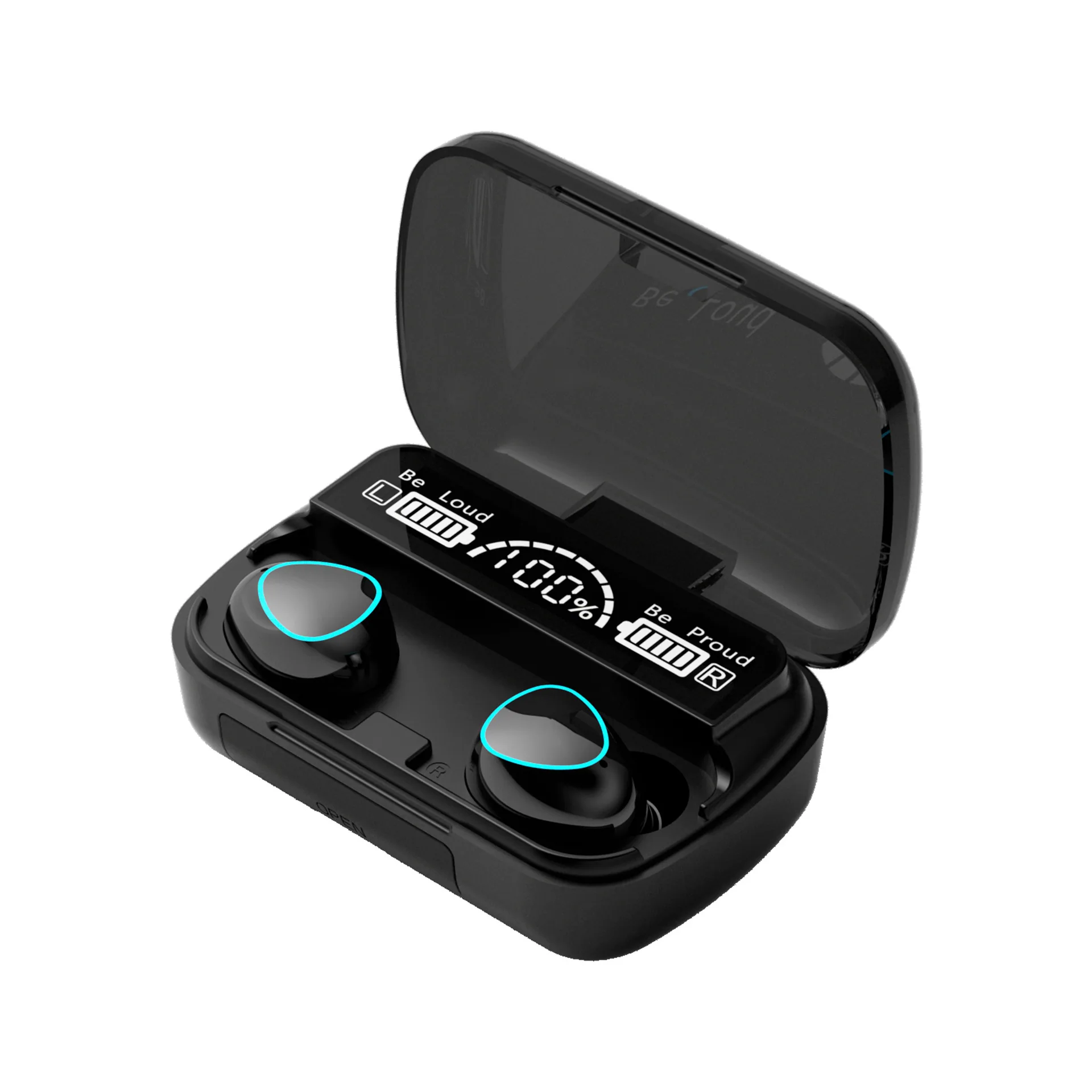 Reka bentuk mecha baharu cat logam M35 pembatalan hingar alat dengar wayarles 5.3 paparan digital set kepala bluetooth dalam telinga mempunyai lar 11
