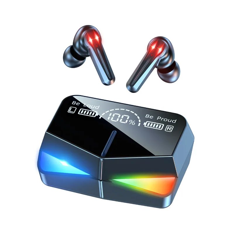 Reka bentuk mecha baharu cat logam M35 pembatalan hingar alat dengar wayarles 5.3 paparan digital set kepala bluetooth dalam telinga mempunyai lar 8