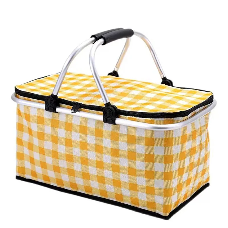 Amazons new picnic basket folding outdoor por thermal storage basket thermal insulation bag can be customized 2
