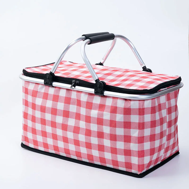 Cross-border new insulated picnic basket folding outdoor cooler bag por takeaway fast food bag por picnic shopping basket 3