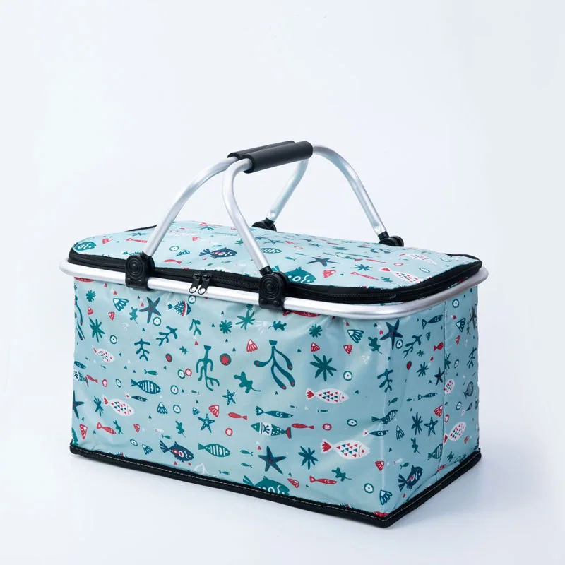Cross-border new insulated picnic basket folding outdoor cooler bag por takeaway fast food bag por picnic shopping basket 6