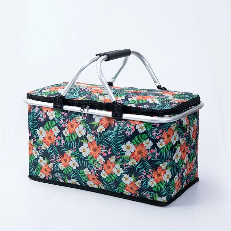 Cross-border new insulated picnic basket folding outdoor cooler bag por takeaway fast food bag por picnic shopping basket 9