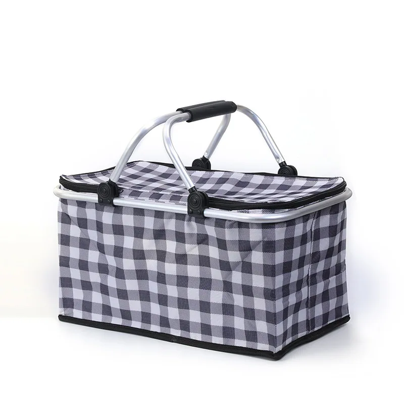Cross-border new insulated picnic basket folding outdoor cooler bag por takeaway fast food bag por picnic shopping basket 5