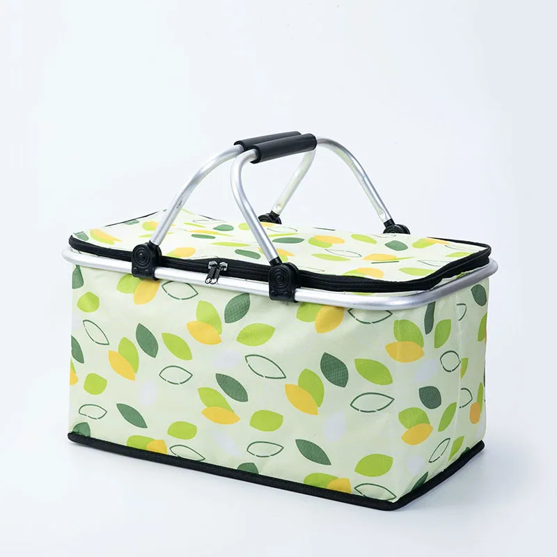 Cross-border new insulated picnic basket folding outdoor cooler bag por takeaway fast food bag por picnic shopping basket 2