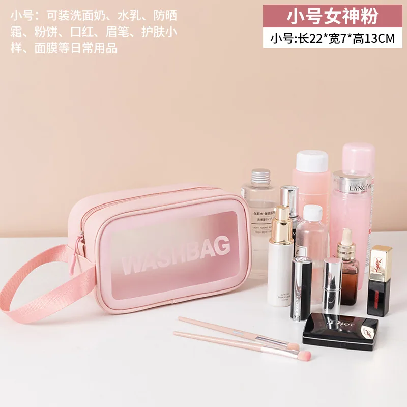 PU jelas beg kosmetik por pvc kalis air beg peralatan mandian kapasiti besar beg penyimpanan perjalanan beg mandian mandi borong 5