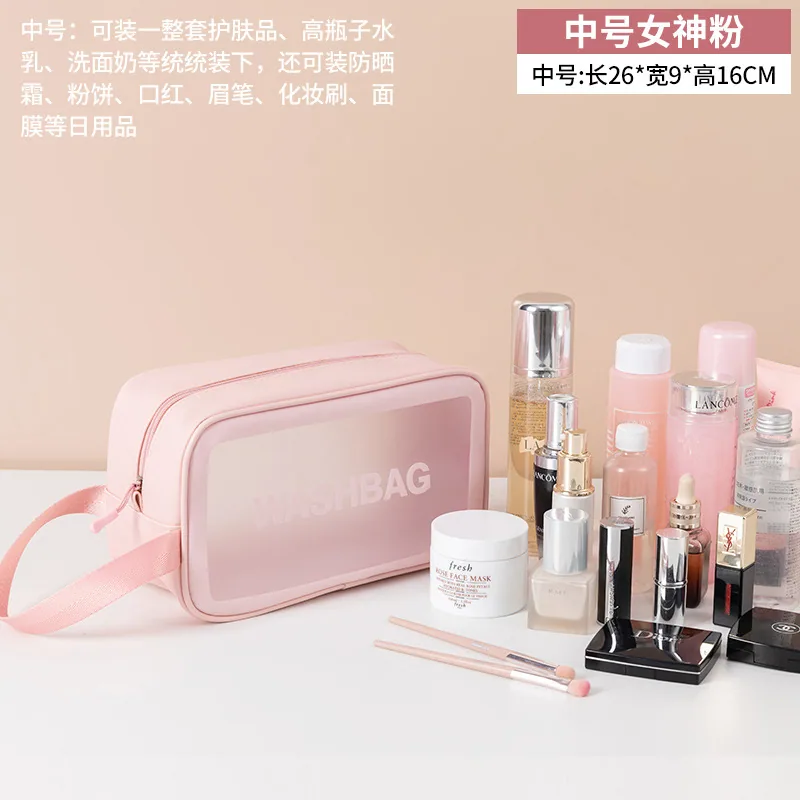 PU jelas beg kosmetik por pvc kalis air beg peralatan mandian kapasiti besar beg penyimpanan perjalanan beg mandian mandi borong 6