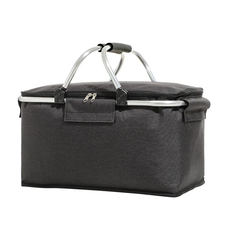 Amazon New Outdoor Insulated Picnic Basket Folding Hand Basket Large Grocery Basket Takeaway Fast Food Bag