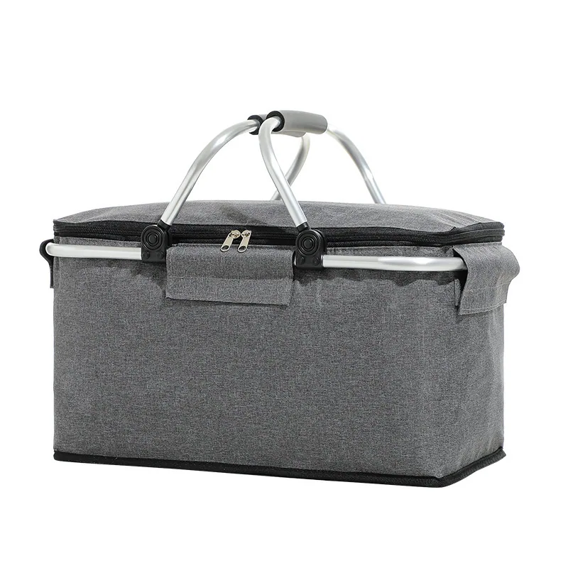 Amazon Neuer isolierter Picknickkorb für den Außenbereich, zusammenklappbarer Handkorb, großer Lebensmittelkorb, Fast-Food-Tasche zum Mitnehmen 2