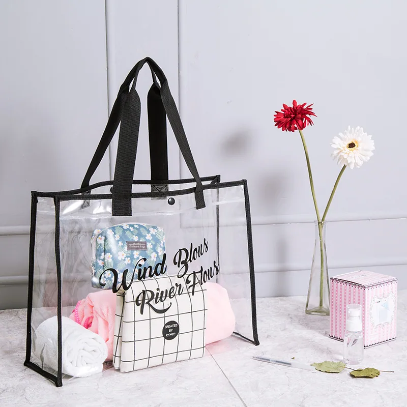 Nueva bolsa de playa, bolsa de aseo de PVC, bolsa transparente anti gelatina de frutas, bolsa de almacenamiento práctica para viaje, fitness y natación 2