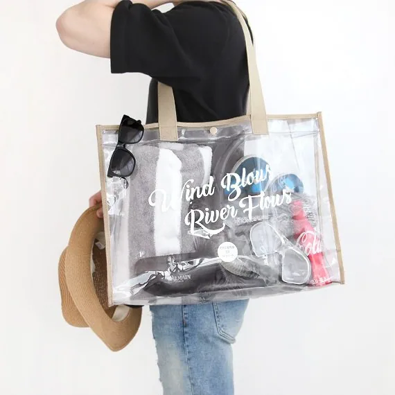 Nueva bolsa de playa, bolsa de aseo de PVC, bolsa transparente anti gelatina de frutas, bolsa de almacenamiento práctica para viaje, fitness y natación 3