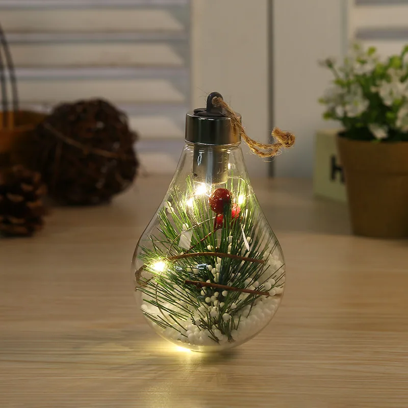 New Christmas Decorations Cross Border Simulation Bulbs Christmas Balls Christmas Tree Decoration Pendants Plastic Balls LED Tra 2