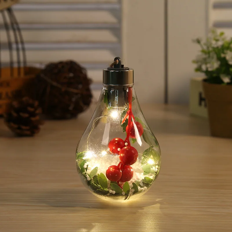 New Christmas Decorations Cross Border Simulation Bulbs Christmas Balls Christmas Tree Decoration Pendants Plastic Balls LED Tra 4