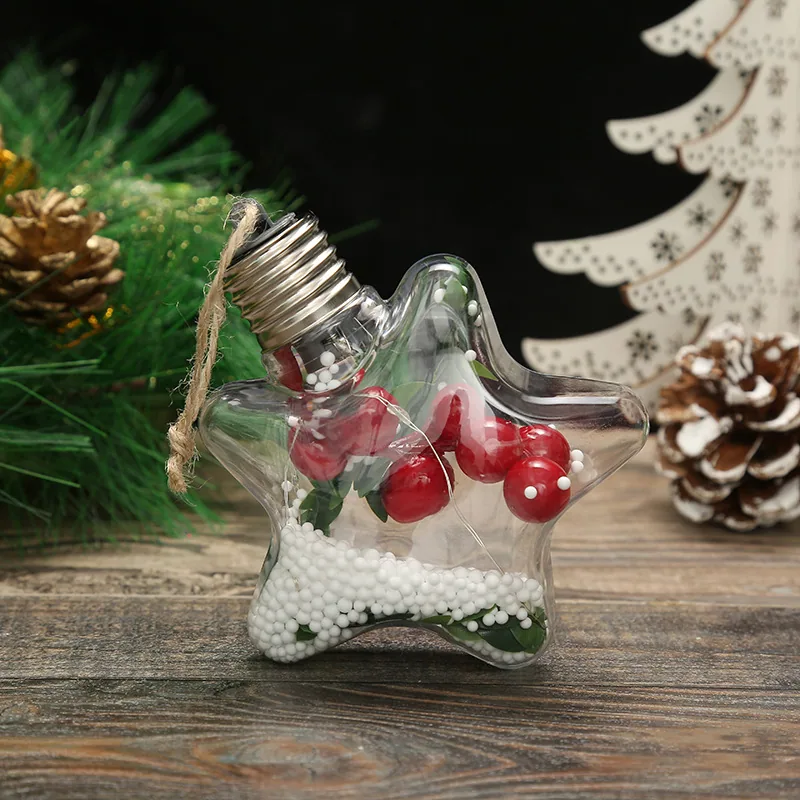 Christmas New Christmas Decoration LED Luminous Pentagram Star Christmas Tree Pendant Creative Transparent PET Christmas Ball 4