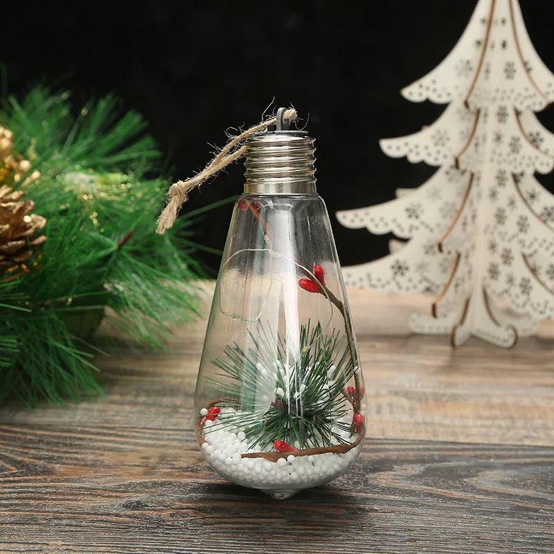 Christmas New Christmas Decoration LED Luminous Pentagram Star Christmas Tree Pendant Creative Transparent PET Christmas Ball 25