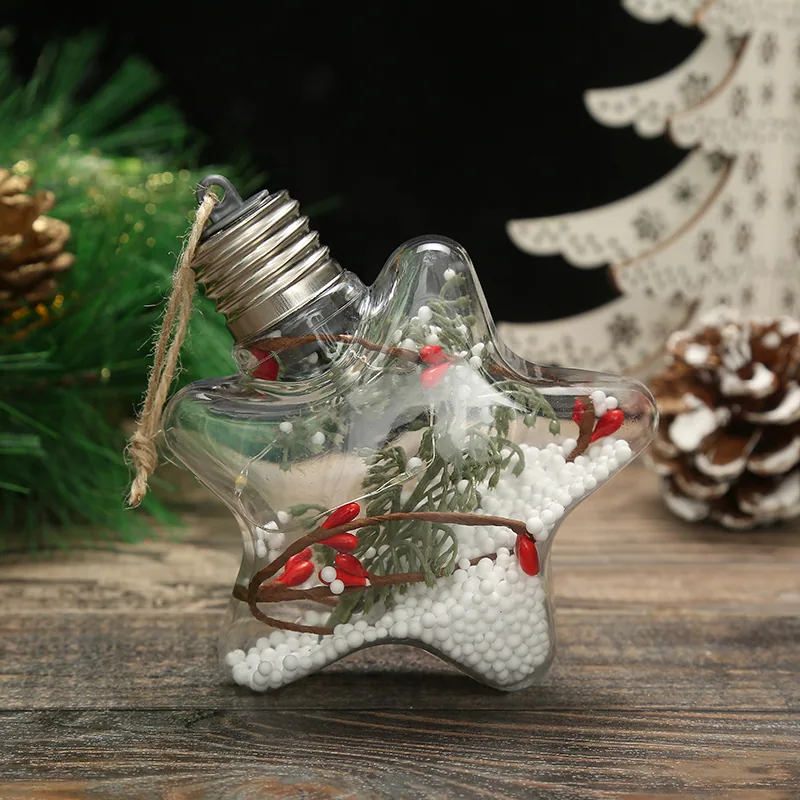 Christmas New Christmas Decoration LED Luminous Pentagram Star Christmas Tree Pendant Creative Transparent PET Christmas Ball 3