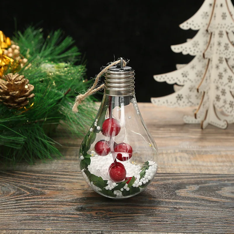 Christmas New Christmas Decoration LED Luminous Pentagram Star Christmas Tree Pendant Creative Transparent PET Christmas Ball 24
