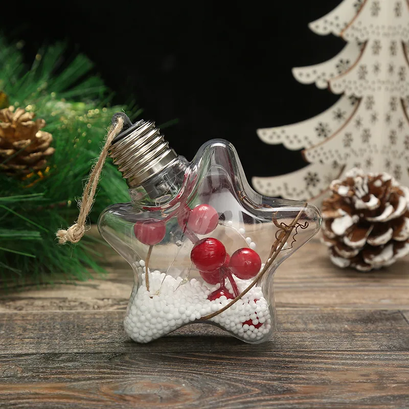 Christmas New Christmas Decoration LED Luminous Pentagram Star Christmas Tree Pendant Creative Transparent PET Christmas Ball 6
