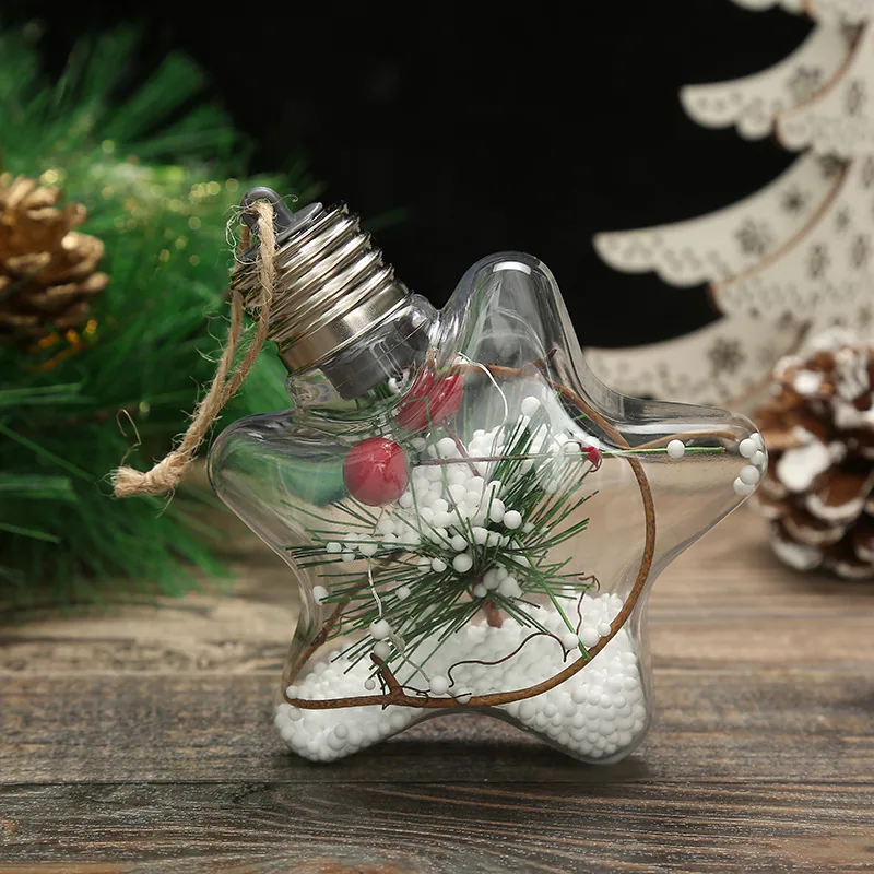 Christmas New Christmas Decoration LED Luminous Pentagram Star Christmas Tree Pendant Creative Transparent PET Christmas Ball 2