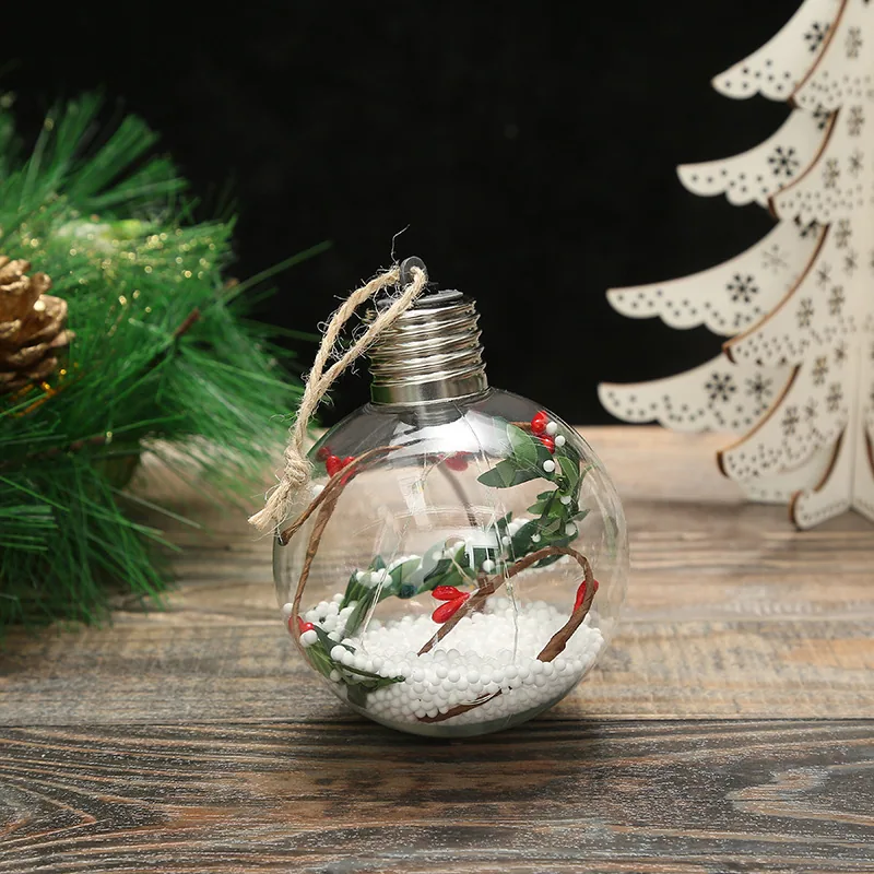 Factory wholesale cross-border new 8CM artificial plant christmas decoration creative transparent LED copper wire luminous Chris 2
